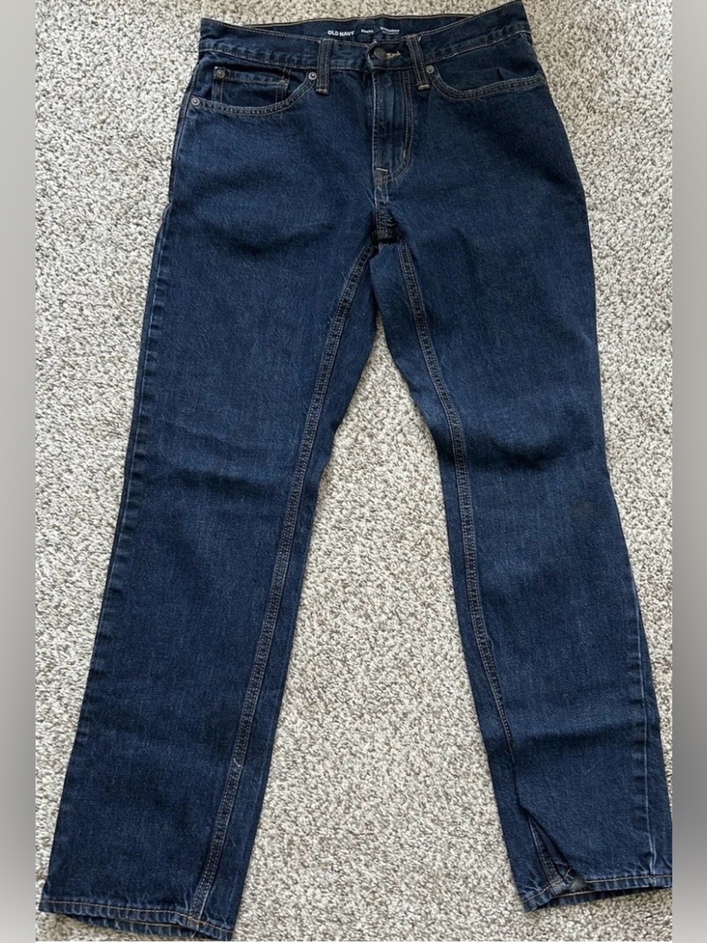 men’s Old Navy straight leg built in tough denim jeans pants dark wash casual